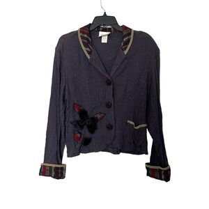 Vintage‎ Cuffed 100% Rayon Crepe Blazer